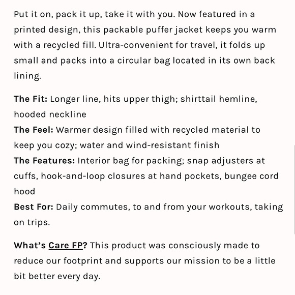 NEW Free People Pria Printed Packable Puffer Jacket - Picture 6 of 13